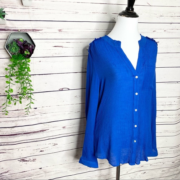 Zac & Rachel Blue Lightweight Button Up Shirt Size Large - Picture 2 of 10